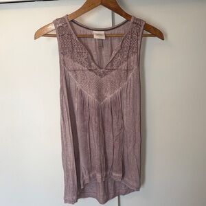 Knox Rose Mauve Lace Yoke Sleeveless Tank